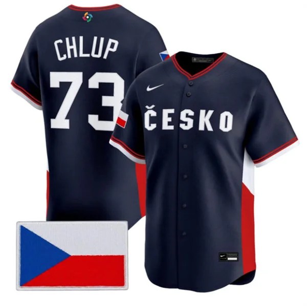 Czech Republic Baseball #73 Marek Chlup Nike Navy 2026 World Baseball Classic Jersey