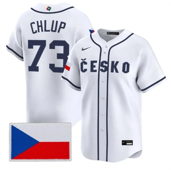 Czech Republic Baseball #73 Marek Chlup Nike White 2026 World Baseball Classic Jersey