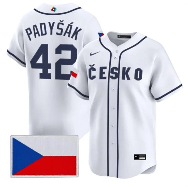 Czech Republic Baseball #42 Daniel Padyk Nike White 2026 World Baseball Classic Jersey