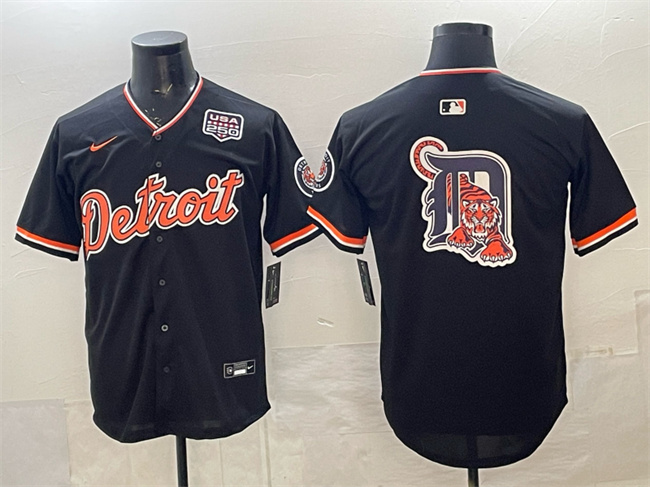 Detroit Tigers Team Big Logo Navy 2026 Alternate USA 250' Patch Vapor Premier Limited Stitched Baseball Jersey Detroit Tigers Team Big Logo Navy 2026 Alternate USA 250' Patch Vapor Premier Limited Stitched Baseball Jersey