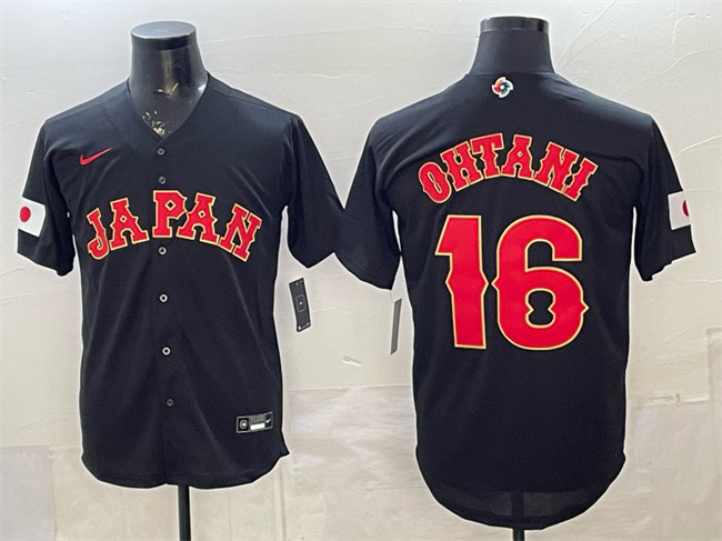 Japan Baseball #16 Shohei Ohtani Black 2026 World Baseball Classic Road Stadium Stitched Jersey
