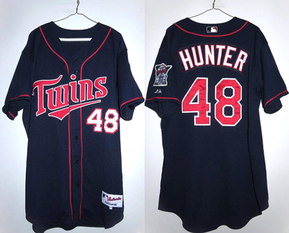 Minnesota Twins #48 Torii Hunter Navy Double Knit Stitched Baseball Jersey
