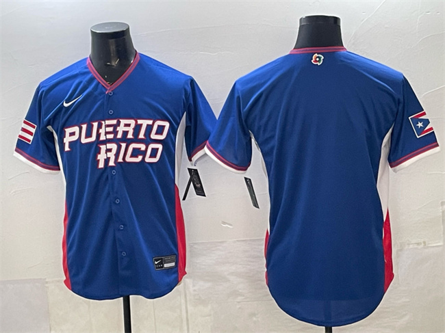 Puerto Rico Baseball Blank Blue 2026 World Baseball Classic Road Stadium Stitched Jersey