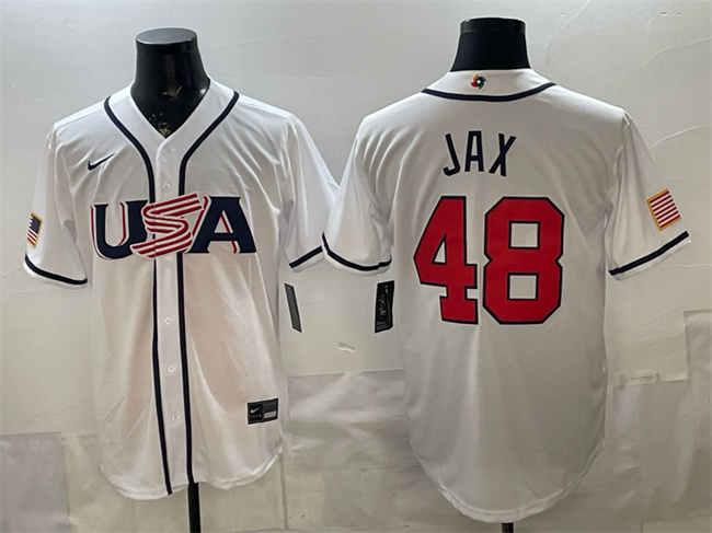 USA Baseball #48 Griffin Jax White 2026 World Baseball Classic Home Stadium Stitched Jersey USA Baseball #48 Griffin Jax White 2026 World Baseball Classic Home Stadium Stitched Jersey