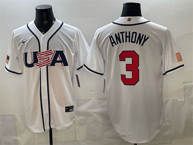 USA Baseball #3 Roman Anthony White 2026 World Baseball Classic Home Stadium Stitched Jersey USA Baseball #3 Roman Anthony White 2026 World Baseball Classic Home Stadium Stitched Jersey
