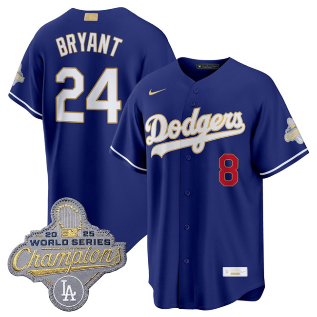 Los Angeles Dodgers #24 Kobe Bryant Royal 2026 Alternate Gold Collection Stadium Stitched Baseball Jersey