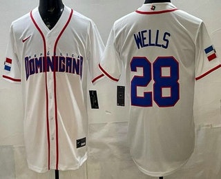 Dominican #28 Austin Wells White 2026 World Baseball Classic Cool Base Jersey