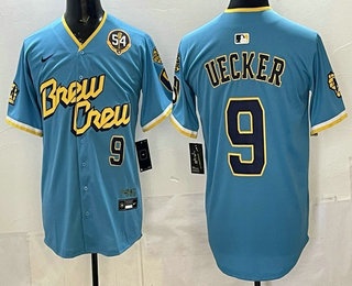 Milwaukee Brewers #9 Bob Uecker Blue City Connect Limited Jersey Milwaukee Brewers #9 Bob Uecker Blue City Connect Limited Jersey