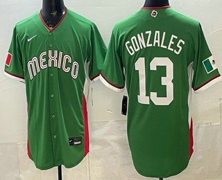 Mexico #13 Nick Gonzales Green 2026 World Baseball Classic Cool Base Jersey