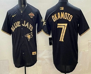 Toronto Blue Jays #7 Kazuma Okamoto Black Gold 2025 American League Champions Limited Stitched Jersey