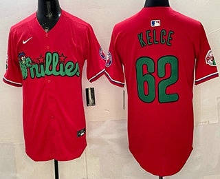Philadelphia Phillies #62 Jason Kelce Red Limited Stitched Jersey