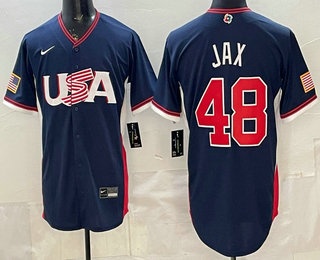 USA #48 Griffin Jax Navy 2026 World Baseball Classic Cool Base Jersey