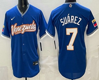 Venezuela #7 Eugenio Suarez Blue 2026 World Baseball Classic Cool Base Jersey