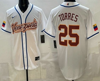 Venezuela #25 Gleyber Torres White 2026 World Baseball Classic Cool Base Jersey