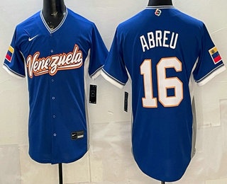 Venezuela #16 Wilyer Abreu Blue 2026 World Baseball Classic Cool Base Jersey