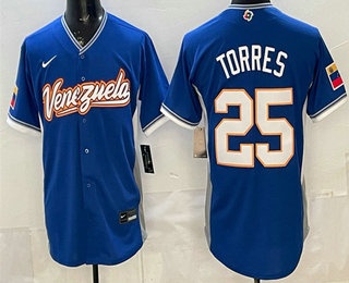 Venezuela #25 Gleyber Torres Blue 2026 World Baseball Classic Cool Base Jersey