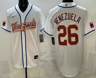 Venezuela #26 Venezuela White 2026 World Baseball Classic Cool Base Jersey