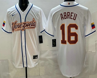 Venezuela #16 Wilyer Abreu White 2026 World Baseball Classic Cool Base Jersey