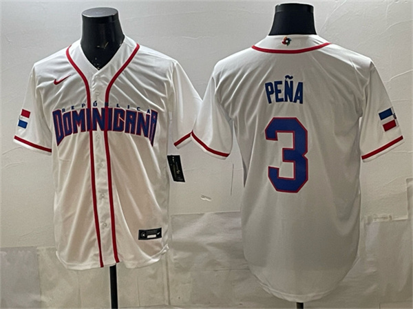 Dominican Republic Baseball #3 Jeremy Pe?a White 2026 World Baseball Classic Home Stadium Stitched Jersey