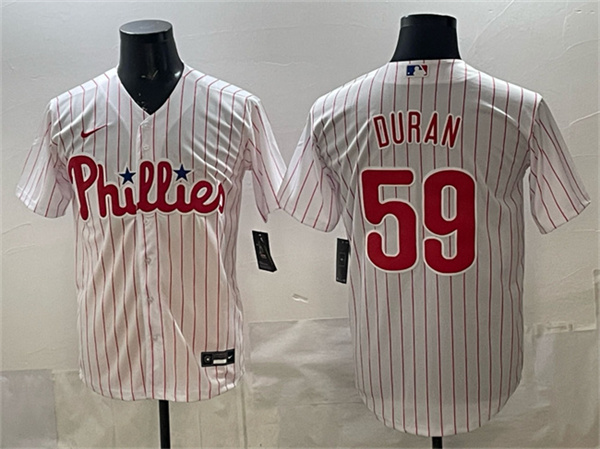 Philadelphia Phillies #59 Jhoan Dur??n White Cool Base Stitched Jersey