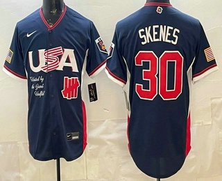USA Undefeated #30 Paul Skenes Navy 2026 World Baseball Classic Cool Base Jersey