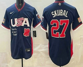 USA Undefeated #27 Tarik Skubal Navy 2026 World Baseball Classic Cool Base Jersey