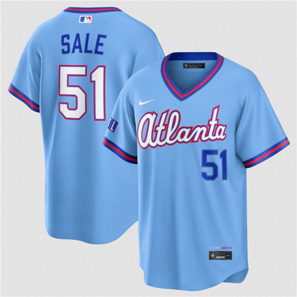Atlanta Braves #51 Chris Sale Powder Blue 2026 City Connect Stadium Stitched Baseball Jersey