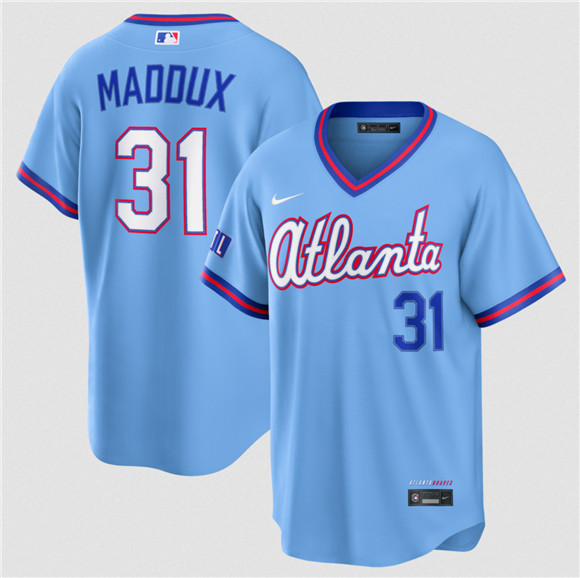 Atlanta Braves #31 Greg Maddux Powder Blue 2026 City Connect Stadium Stitched Baseball Jersey