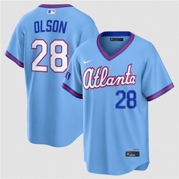 Atlanta Braves #28 Matt Olson Powder Blue 2026 City Connect Stadium Stitched Baseball Jersey