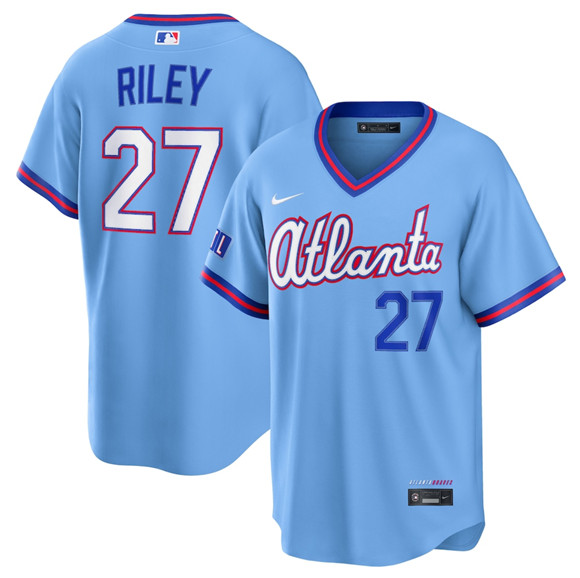 Atlanta Braves #27 Austin Riley Powder Blue 2026 City Connect Stadium Stitched Baseball Jersey