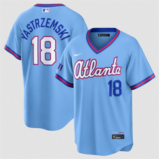 Atlanta Braves #18 Mike Yastrzemski Powder Blue 2026 City Connect Stadium Stitched Baseball Jersey