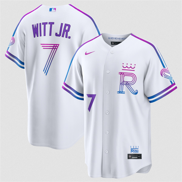 Kansas City Royals #7 Bobby Witt Jr. White 2026 City Connect Stadium Stitched Baseball Jersey