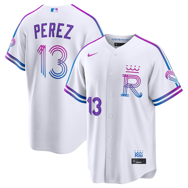 Kansas City Royals #13 Salvador Perez White 2026 City Connect Stadium Stitched Baseball Jersey