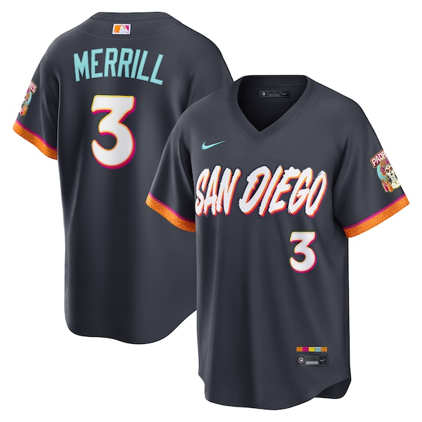 San Diego Padres #3 Jackson Merrill Obsidian 2026 City Connect Stadium Limited Stitched Baseball Jersey