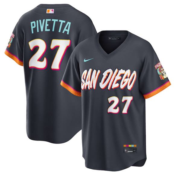 San Diego Padres #27 Nick Pivetta Obsidian 2026 City Connect Stadium Limited Stitched Baseball Jersey
