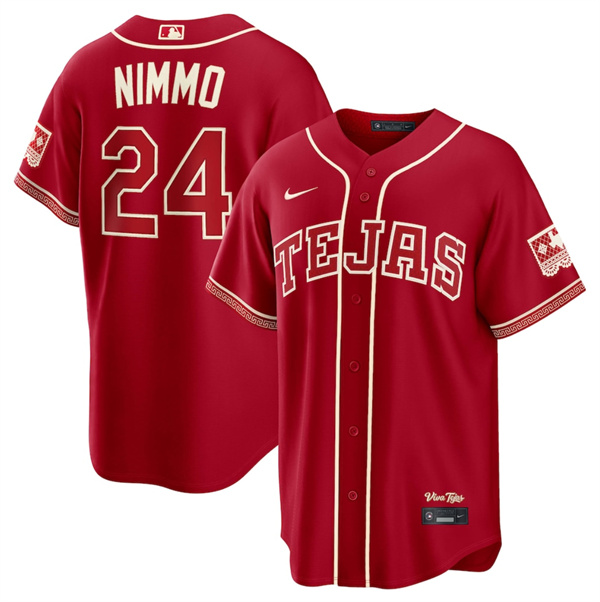 Texas Rangers #24 Brandon Nimmo Red 2026 City Connect Stadium Stitched Baseball Jersey