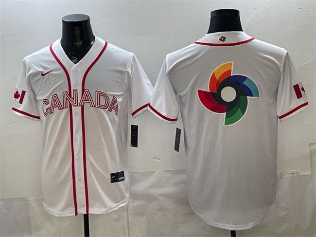 Canada Baseball White 2026 World Baseball Classic Big Logo Home Stadium Stitched Jersey