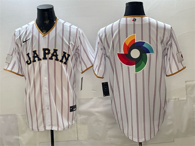 Japan Baseball White 2026 World Baseball Classic Big Logo Home Stadium Stitched Jersey