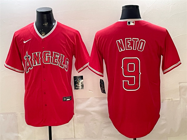 Los Angeles Angels #9 Zach Neto Red Stitched Baseball Jersey