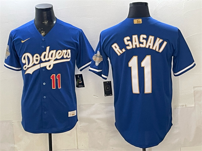 Los Angeles Dodgers #11 Roki Sasaki Royal 2026 Alternate Gold Collection Stadium Stitched Baseball Jersey