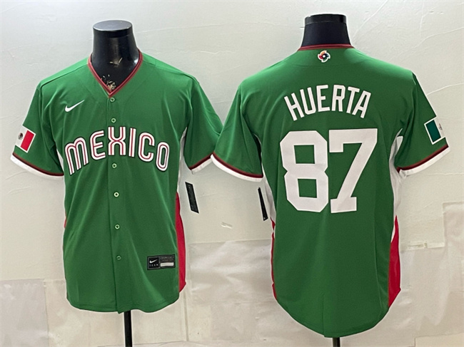 Mexico Baseball #87 Jesus Huerta Green 2026 World Baseball Classic Stadium Stitched Jersey