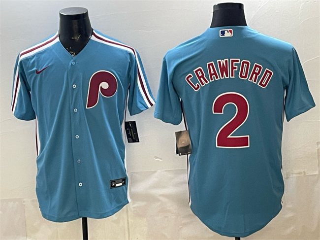 Philadelphia Phillies #2 Justin Crawford Blue Cool Base Stitched Jersey