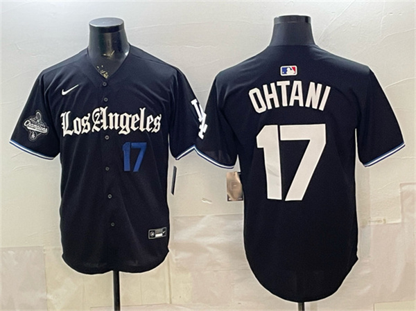 Los Angeles Dodgers #17 Shohei Ohtani Black 2025 World Series Champions Patch 'Gothic Edition' Vapor Premier Limited Stitched Baseball Jersey