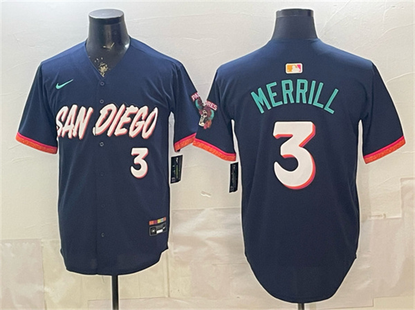 San Diego Padres #3 Jackson Merrill Obsidian 2026 City Connect Limited Stitched Baseball Jersey