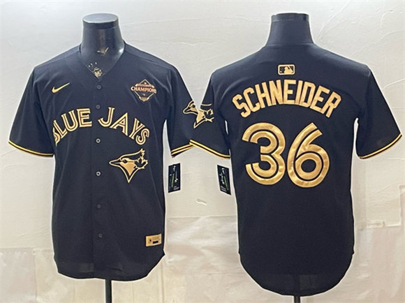 Toronto Blue Jays #36 Davis Schneider Black Gold 2025 American League Champions Limited Stitched Baseball Jersey