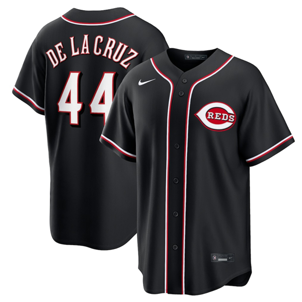 Cincinnati Reds #44 Elly De La Cruz Black Out Stitched Baseball Jersey
