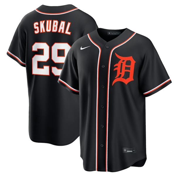 Detroit Tigers #29 Tarik Skubal Black Out Stitched Baseball Jersey
