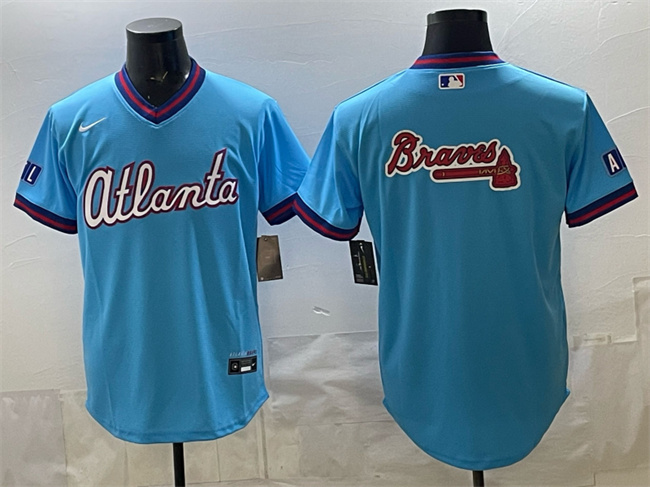 Atlanta Braves Team Big Logo Powder Blue 2026 City Connect Stadium Stitched Baseball Jersey