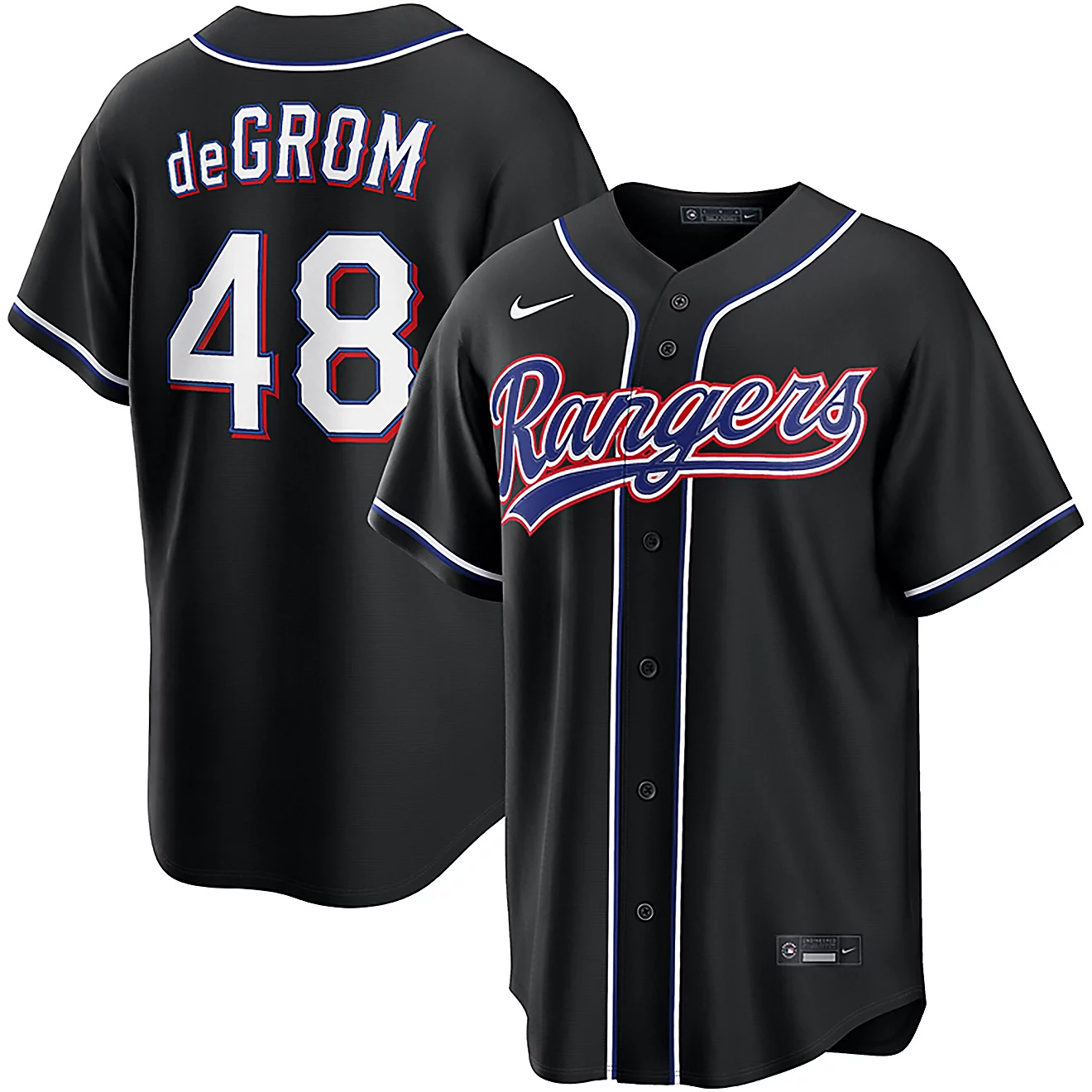 Texas Rangers #48 Jacob Degrom 2026 Black Out Fashion Nike Jersey