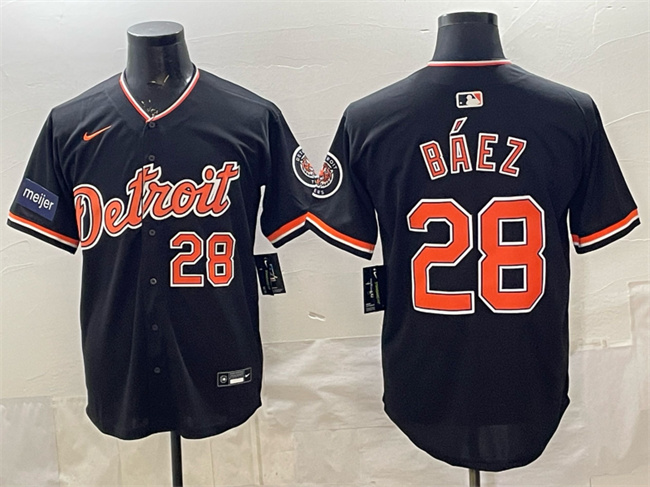 Detroit Tigers #28 Javier B??ez Black 2026 Meijer Patch Alternate Vapor Premier Limited Stitched Baseball Jersey